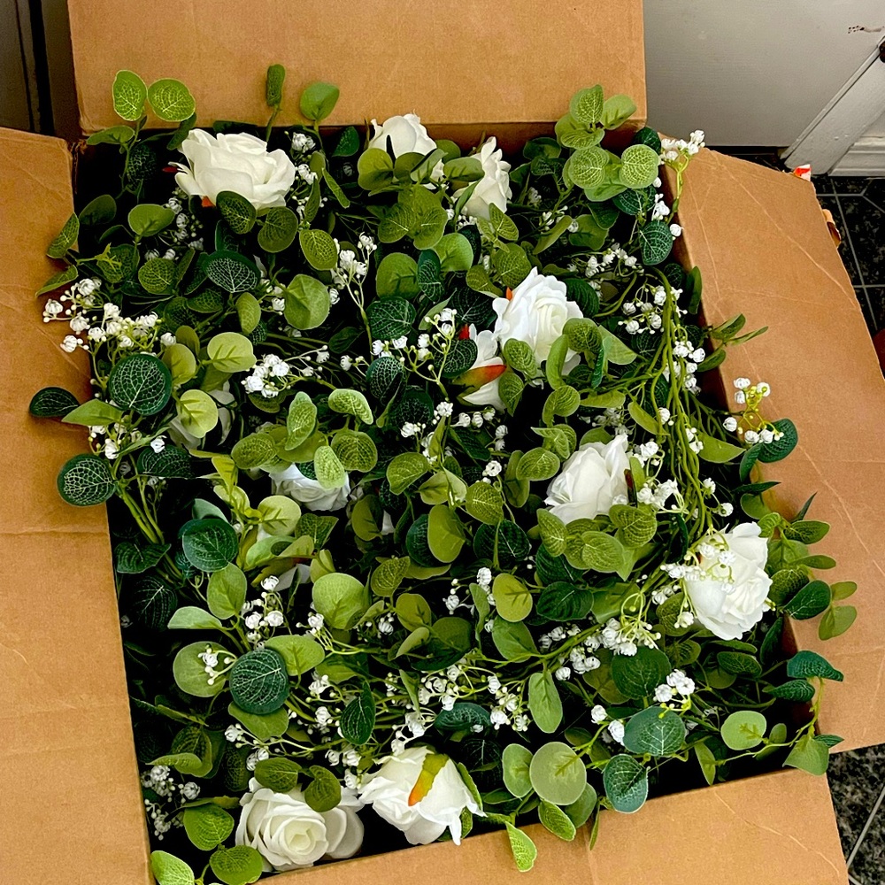 White rose/eucalyptus garland